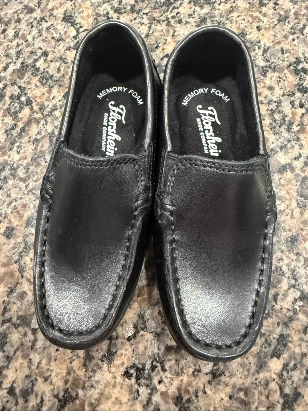 Florsheim Kids Black Leather Slip-On Loafers